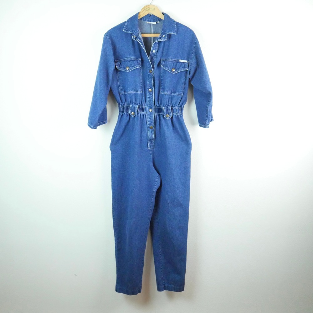 Dreams Vintage 80's Retro Denim Jumpsuit Utility Medium Minimal Capsule Work